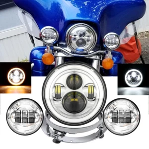 For Honda Shadow VT VT1100 VT750 VT600 VF750 7" LED Headlight + 4.5" Fog Lights - Picture 1 of 12