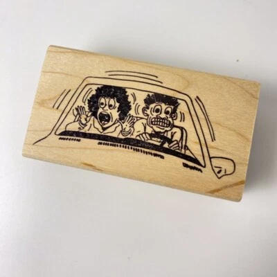 Car Crash~Road Rage~Scream~Rubber Stamp~3.75"X2"~Graphic Rubber Stamp Co.~RARE! - Image 1 of 4