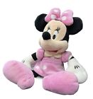Minnie Mouse  Disney Store Stuffed Animal Plush Pink Polka Dots Dress 9"