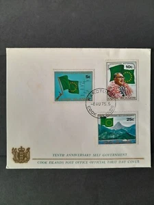 COOK ISLANDS π¨π° - FDC 10TH YEARS SELF GOVERNMENT AUG 8, 1975 - Picture 1 of 2