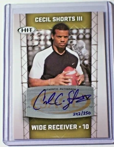 Pantalones cortos Cecil 2011 Sage Hit Gold autógrafo III/250 Mount Union Jaguars Texans - Imagen 1 de 1
