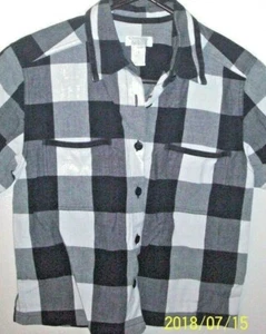 womens  blouse size S mid drift black white check button down 2 front - Picture 1 of 6