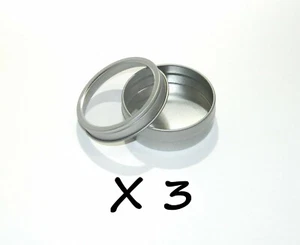 2 oz Round Metal Window See Through Slip-Lid Tin Can Survival Craft Container X3 - Imagen 1 de 2