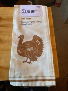 Martha Stewart 2-Pc Cotton Butcher Block Kitchen Towel Set - Thanksgiving (New) - Picture 1 of 6