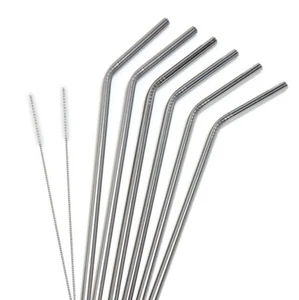 Stainless Steel drinking straws Set of 6 with 2 brushes - Picture 1 of 2
