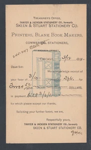 US Sc UX9 1891 Illustrated Advertising Card, Printers, Blank Book Makers, Chicag - Picture 1 of 2