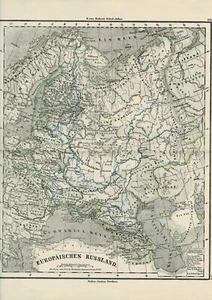 Mapa RUSIA EUROPEA, Gráfico Original 1876 - Imagen 1 de 1