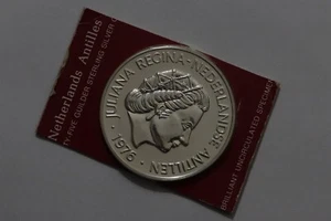 🧭 🇧🇶 Niederländische Antillen - 25 Gulden 1976 (Andrew Doria) - Silber B66 CP4 - Bild 1 von 2