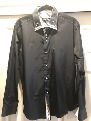 Camisa de vestir Bellino de diseñador para hombre 3XL - NUEVA con etiquetas. Slim Fit - negro con blanco Foto 1 de 4