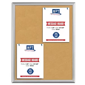 Cork Bulletin Board 22x28 Inches Silver 1.06" Aluminum Indoor Noticeboard - Picture 1 of 7