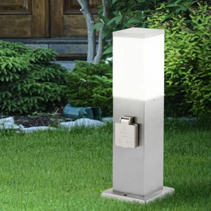 Außenstehlampe Steckdose Sockellampe silber Wegelampe Terrassenleuchte H 36 cm - Bild 1 von 6