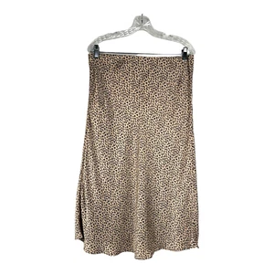 Leith Midi Skirt Size M Leopard Print Pull On Tan and Black - Picture 1 of 5