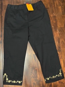 NWT Ruby Rd. Black Capri Pants w/ Metal Embellishments Women’s Size 10 - Picture 1 of 6