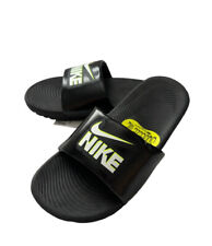 Nike Kawa Fun Unisex Kids Slides Size 4Y Black White Volt Solar Soft NEW