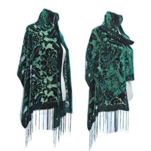 2020 Luxury Brand Green Scarves Velvet Shawl Women Winter Warm Muslim Head Scarf - Picture 1 of 16