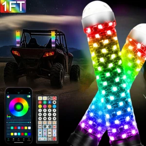 1FT Thick LED Whip Spiral Chasing RGB Fat Whip Lights For Can-Am Maverick X3 RS - Picture 1 of 15