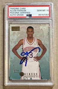 Allen Iverson Autograph Signed 1996 Skybox Rookie Card PSA 10 Auto HOF - Picture 1 of 2