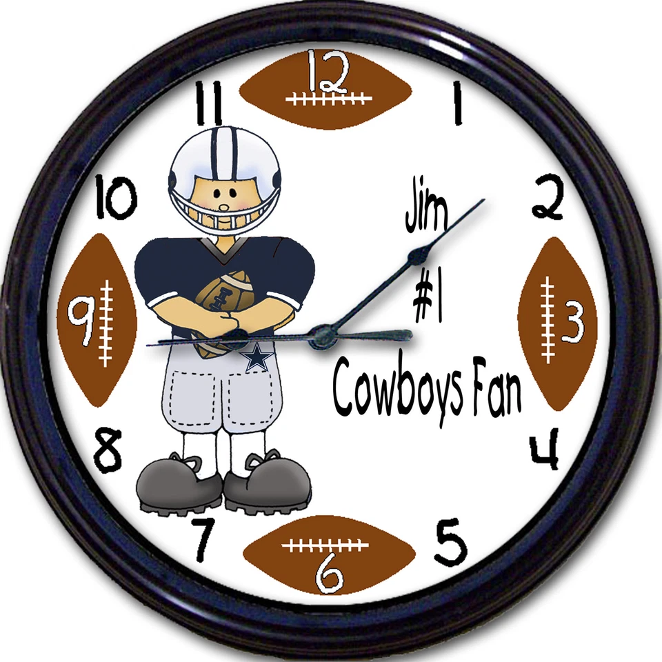 Dallas Cowboys Personalized Wall Clock NFL Football Texas Man Cave Custom New - Image 1 of 1