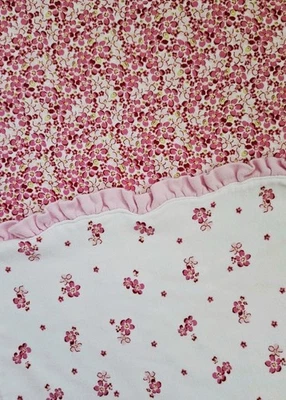 Vtg Gymboree 2000 Baby Blanket White Pink Floral Light Ruffle Trim Green HTF - Image 1 of 4