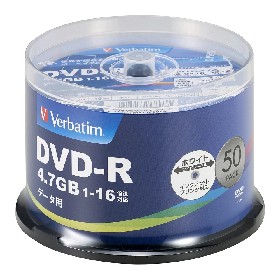Verbatim 1 time Recording DVD-R 4.7GB 50 pieces - Image 1 of 1