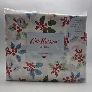 Cath Kidston Full Christmas Holly Sheet Set Holiday Winter Berries Cotton New - Picture 1 of 4