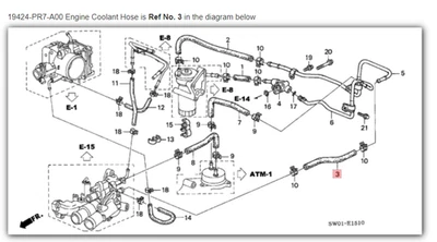 Manguera de refrigerante de motor NSX original OEM HONDA ACURA ☆ 19424-PR7-A00 ☆ Foto 1 de 2