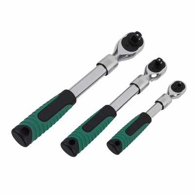 Extendable Ratchet Socket Wrench Set 1/4" 3/8" 1/2" Drive 72-Tooth Quick-release - Image 1 of 4