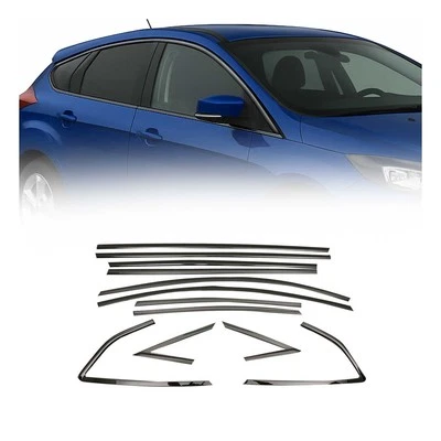 Moldura de ventana para Ford Focus Hatchback 2012-18 acero inoxidable oscuro 12 piezas Foto 1 de 4