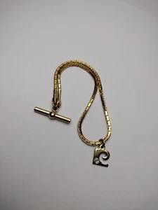 Pierre Cardin Krawattenbox Kette Vintage goldfarben Diamantsplitter am Logo T-Post - Bild 1 von 16