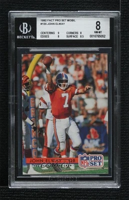 1992 Pro Set Mobil FACT John Elway #155 BGS 8 HOF - Image 1 of 2