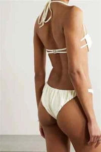 Isa Boulder Women's Jessie Bikini Bottoms Size S Acid Yellow Ruched Satin NWT - Picture 1 of 6