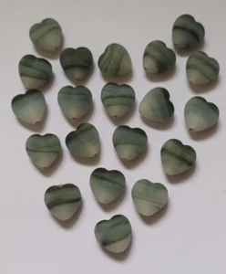 20 Stunning Frosted Glass Black Beads, Puffed Heart, 15mm Jewellery making - Picture 1 of 5