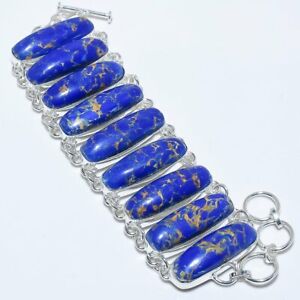 Copper Blue Turquoise Gemstone Silver Fashion Jewelry Bracelet 7-8" SB5328