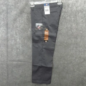 Dickies Boys Flat Front Pants 8 Husky Charcoal Gray Classic Fit Straight Leg New - Picture 1 of 11