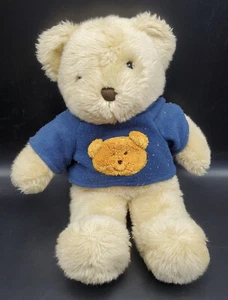 Build A Bear BAB cremefarbener Teddy Stoffbär blau Teddybär Shirt Plüschtier - Bild 1 von 6