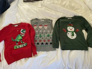 Christmas sweaters Kids Lot Medium 6-8 - Picture 1 of 7