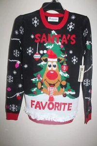 “Santa’s Favorite” Women's Ugly Christmas Sweater No Boundaries NWT - Picture 1 of 9