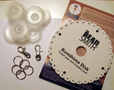 Kit de inicio Kumihimo ~ Disco redondo ~ Instrucciones + CABLE + Fornituras + 8 bobinas Foto 1 de 3