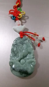 Feng Shui cerdo verde hecho a mano riqueza colgante de jade - Imagen 1 de 5