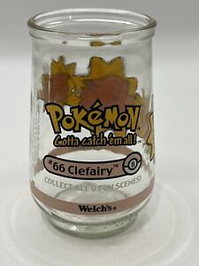 Pokemon #66 Clefairy Welch's Jelly Jar 1999 Juice Glass Nintendo Collectible Cup