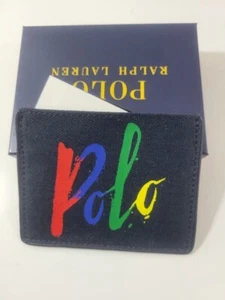 Cartera de lona delgada Polo Ralph Lauren para hombre azul marino tejida 0002 - Imagen 1 de 3