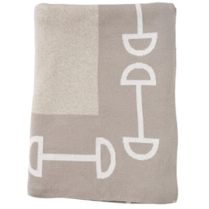 Paloma Equestrian Throw 100% Woven Luxurious Cotton Blanket Snaffle Beige - Picture 1 of 5