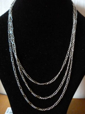 ANCIEN LONG COLLIER SAUTOIR EN ARGENT MASSIF MAILLES OUVRAGEES - Photo 1/3
