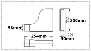 2.3" 2.3inch Inlet Stainless Rectangle Outlet Rolled Exhaust Tip 10" Long 58mm - Picture 1 of 6