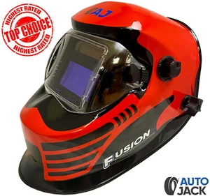 Casco de soldadura rojo Autojack lente de oscurecimiento automático color verdadero e interruptor de molienda - Imagen 1 de 12