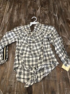 Vintage Havanna schwarz weiß kariertes Hemd mit Knopfleiste Damen Größe S neu mit Etikett - Bild 1 von 3