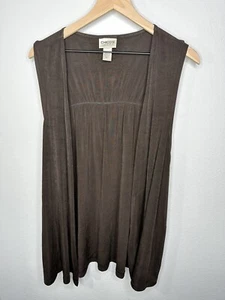 Chicos Traveler Open Front Sleeveless Cardigan Brown Size 3 US XL - Picture 1 of 4
