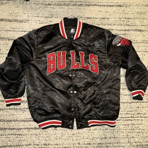 Starter Black Label Chicago Bulls Satin Bomber Jacket Size XXL - Picture 1 of 19