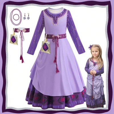 Girls Princess Asha Costume Fancy Dress Outfit Kids Party Skirt Set Cosplay Gift - Image 1 of 4