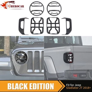 4PCS Black Taillight Lamp Guard & Headlight Trim for Jeep Gladiator JT 2020-2023 - Picture 1 of 22